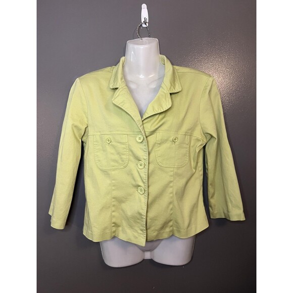 Marianne Jacket Womens Large Light Green Button Front Cotton Blend Casual USA - Picture 1 of 6